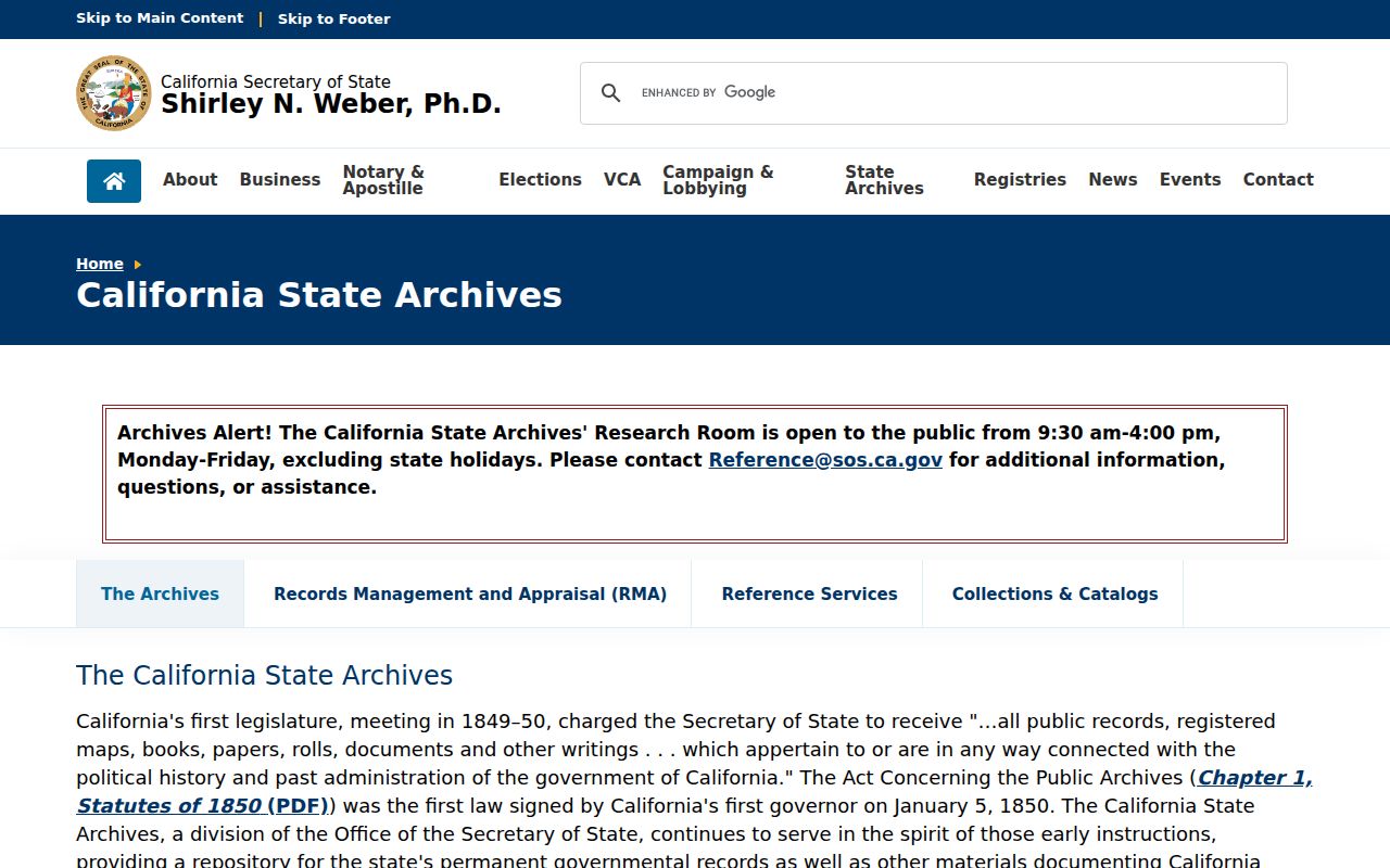 Millbrae city directory state and local records at California State Archives
