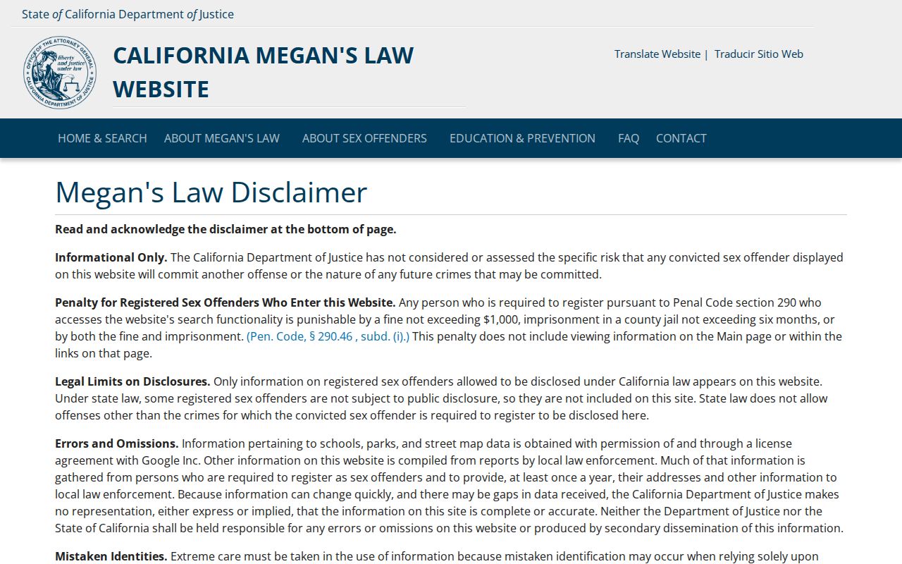 Millbrae neighbors California Megan's Law registry context
