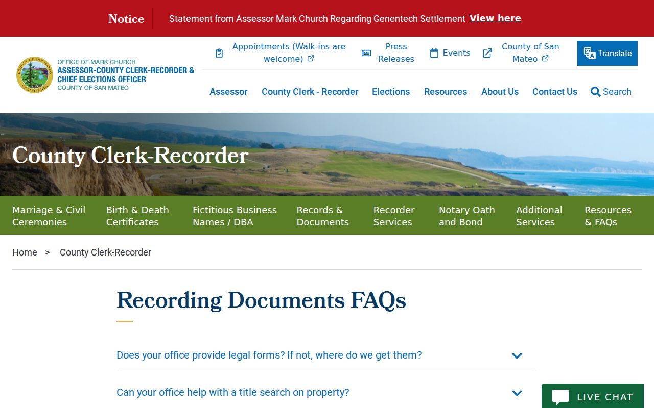 Millbrae street directory recorded-document guidance